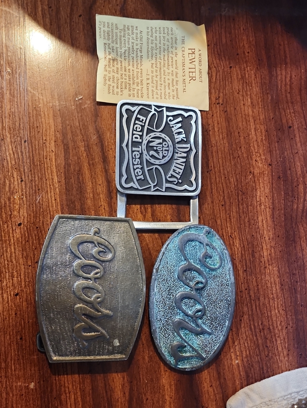 Vintage Jack Daniel's and Coors Decorative Belt Buckle Set